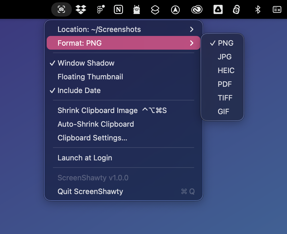 ScreenShawty menu bar interface